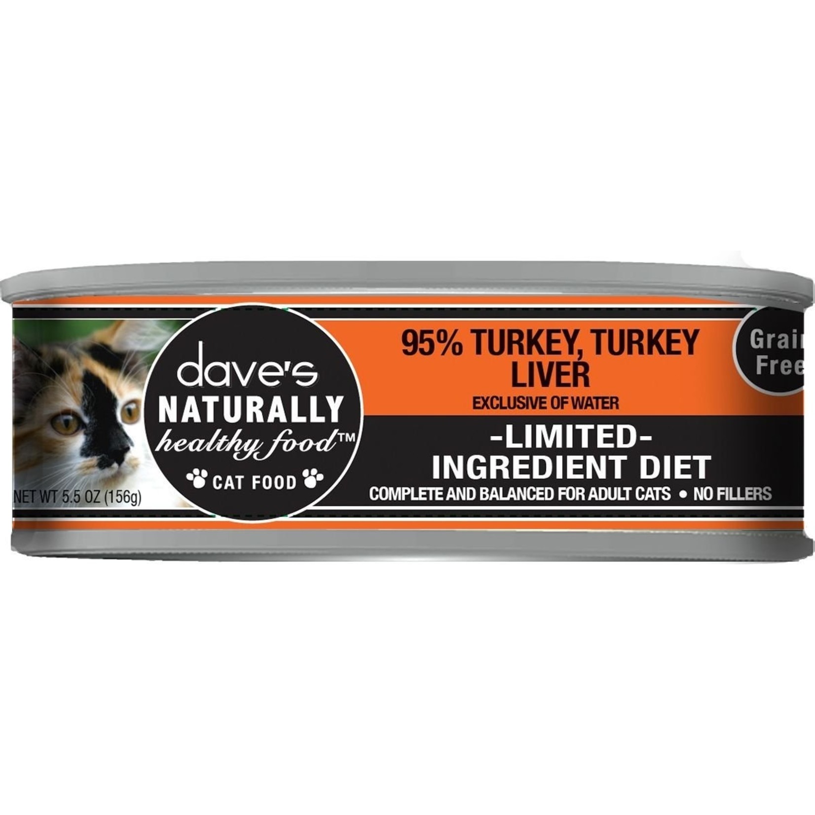 Daves Pet Food Dave’s Wet Cat Food Naturally Healthy 95% Turkey & Turkey Liver Pate 5.5oz