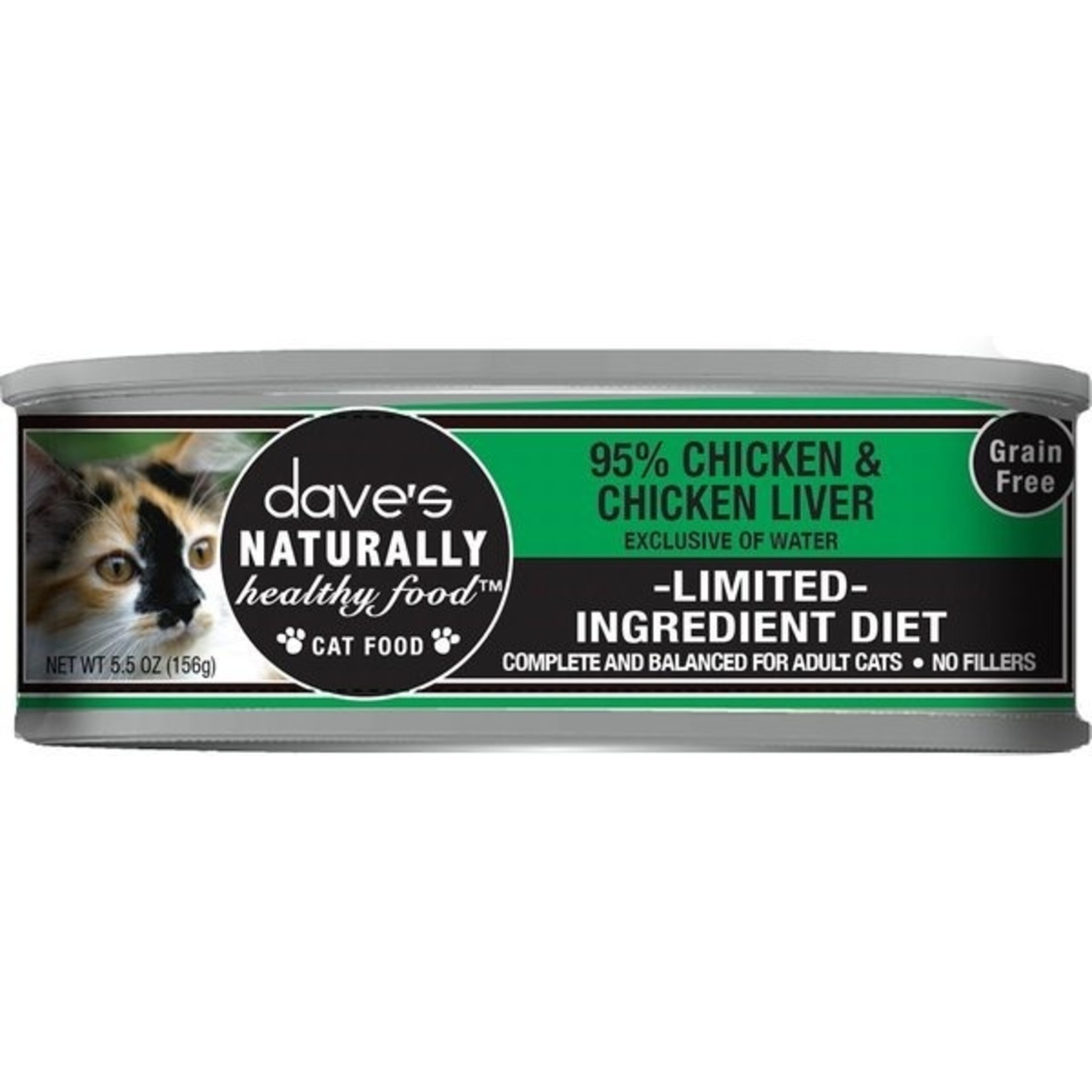Daves Pet Food Dave’s Wet Cat Food Naturally Healthy 95% Chicken & Chicken Liver Pate 5.5oz