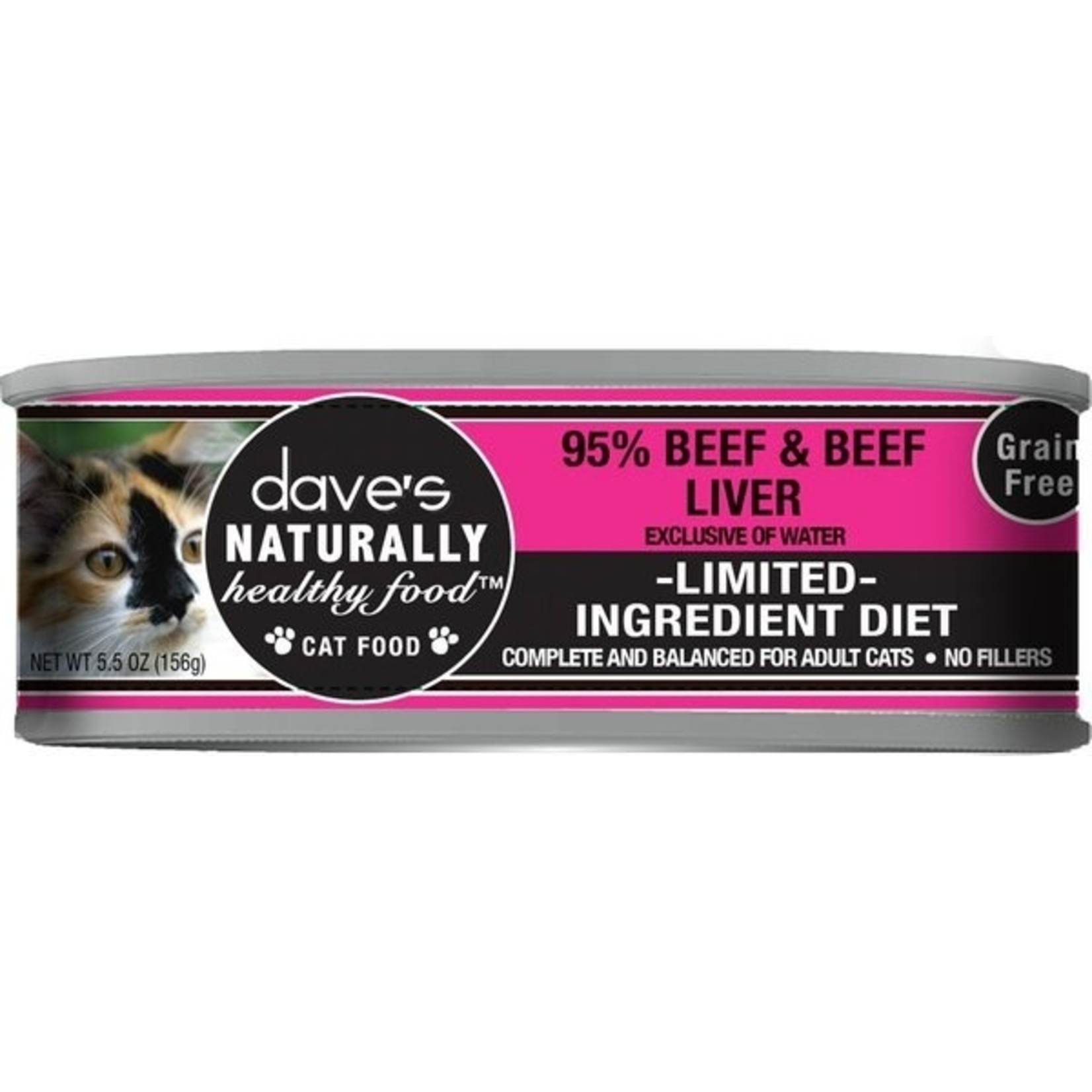 Daves Pet Food Dave’s Wet Cat Food Naturally Healthy 95% Beef and Beef Liver Pate 5.5oz Grain Free
