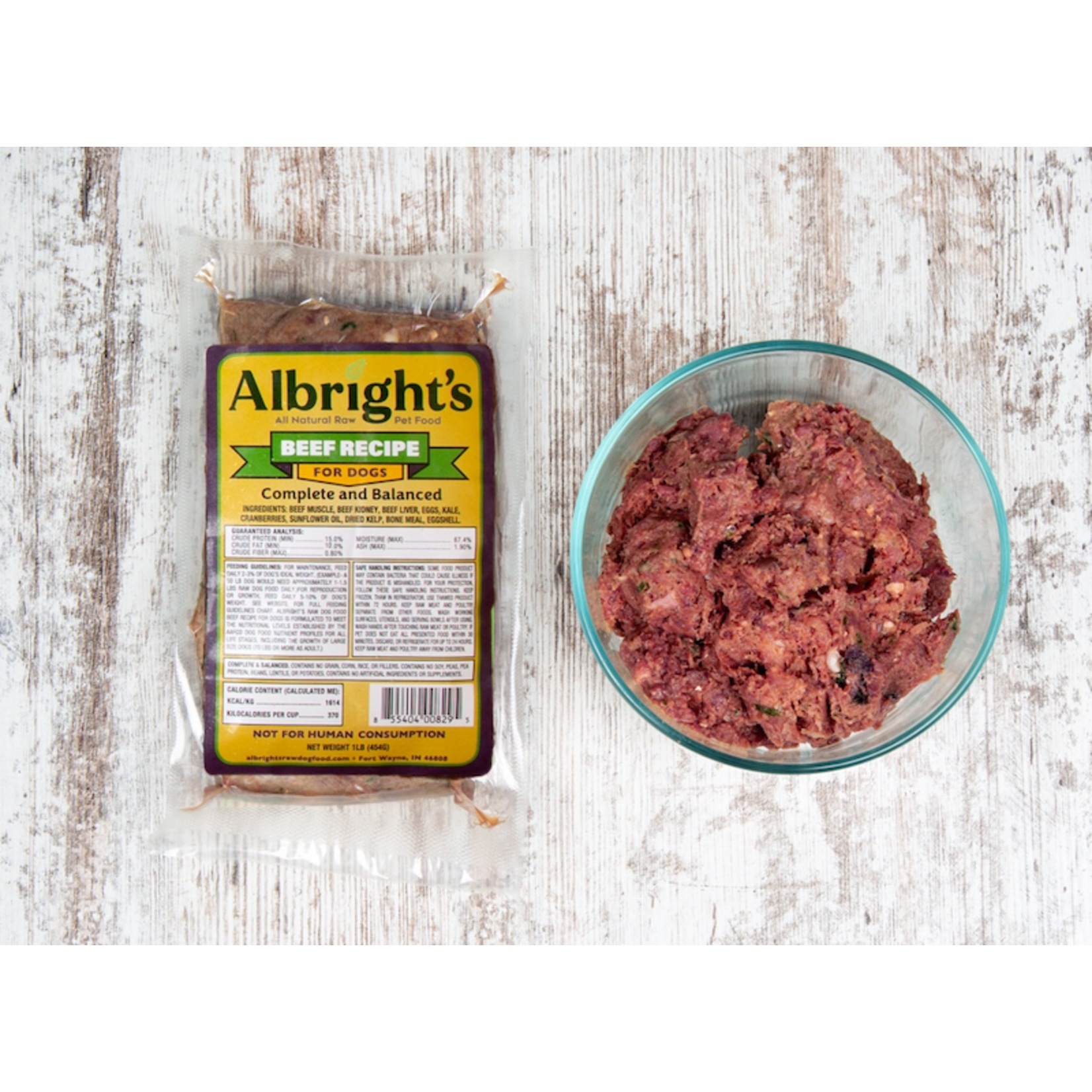 Albrights Albright’s Frozen Raw Dog Food Beef Recipe Chub 2lb