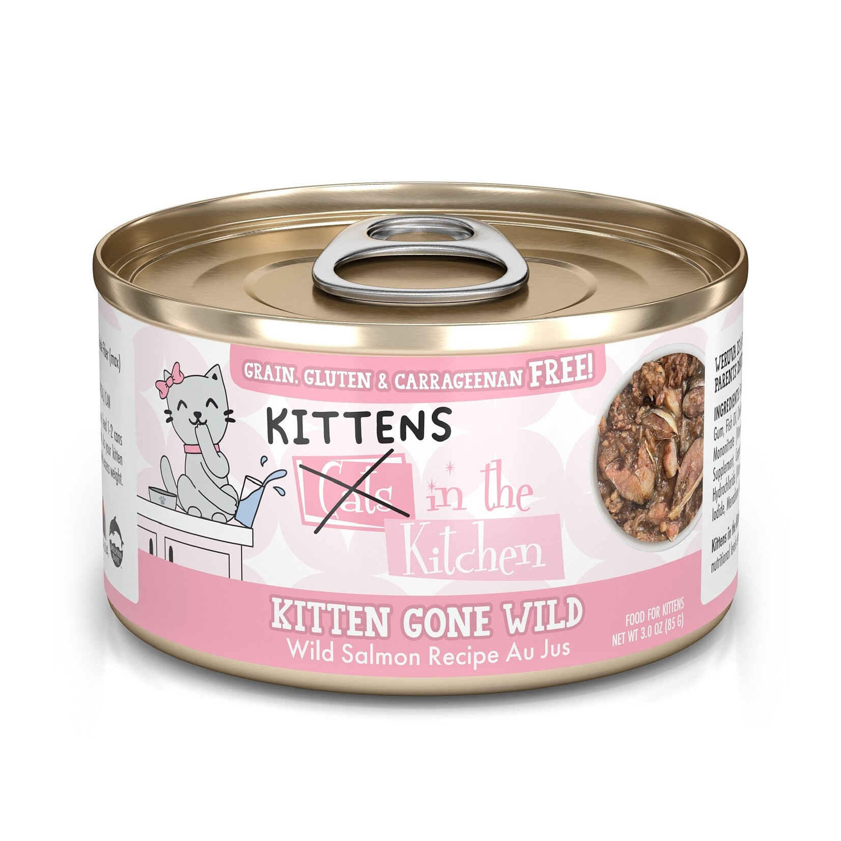 Weruva Weruva Cat Wet Food Cats in the Kitchen Kitten Gone Wild Wild Salmon Recipe Au Jus 3oz Can