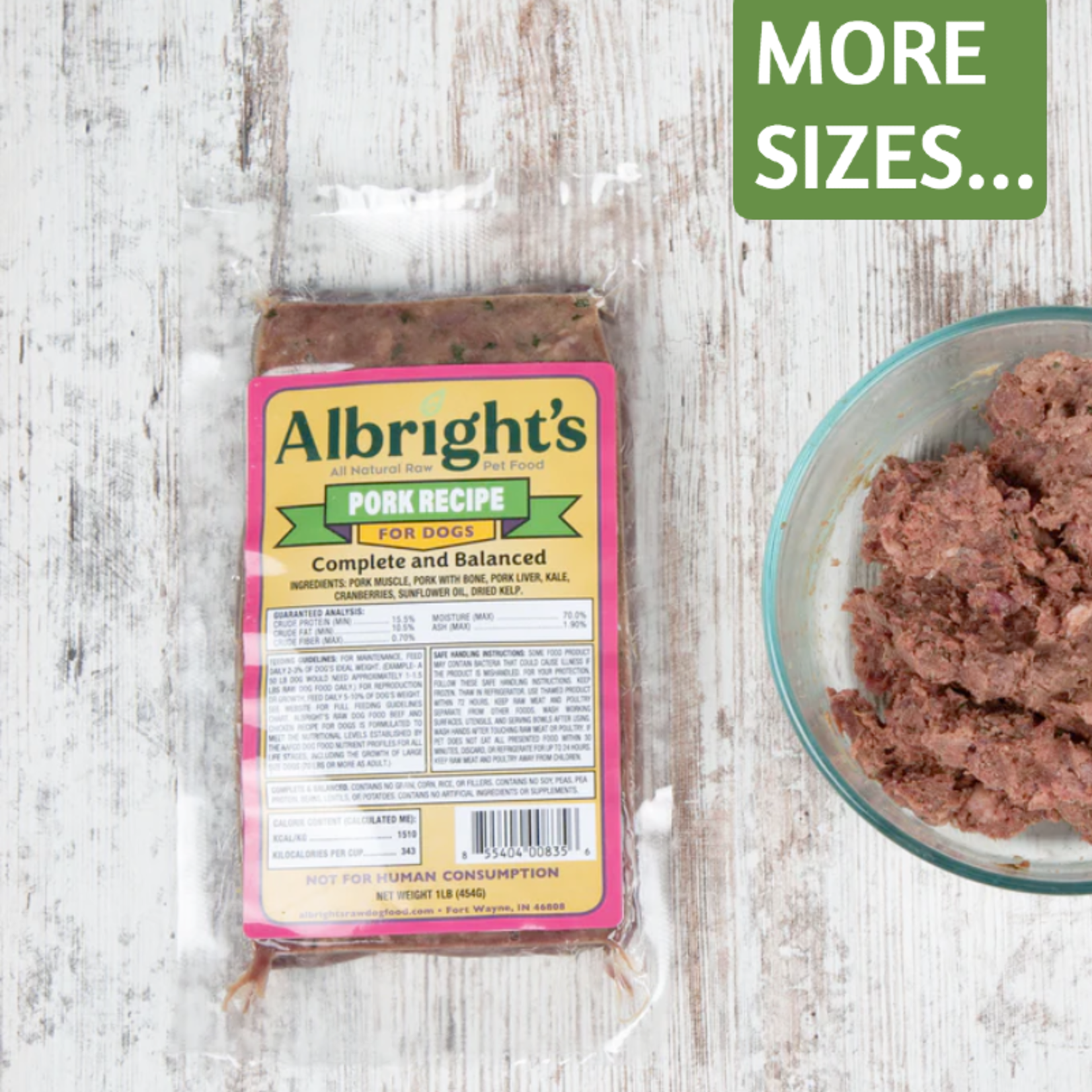 Albrights Albright’s Frozen Raw Dog Food Pork Recipe