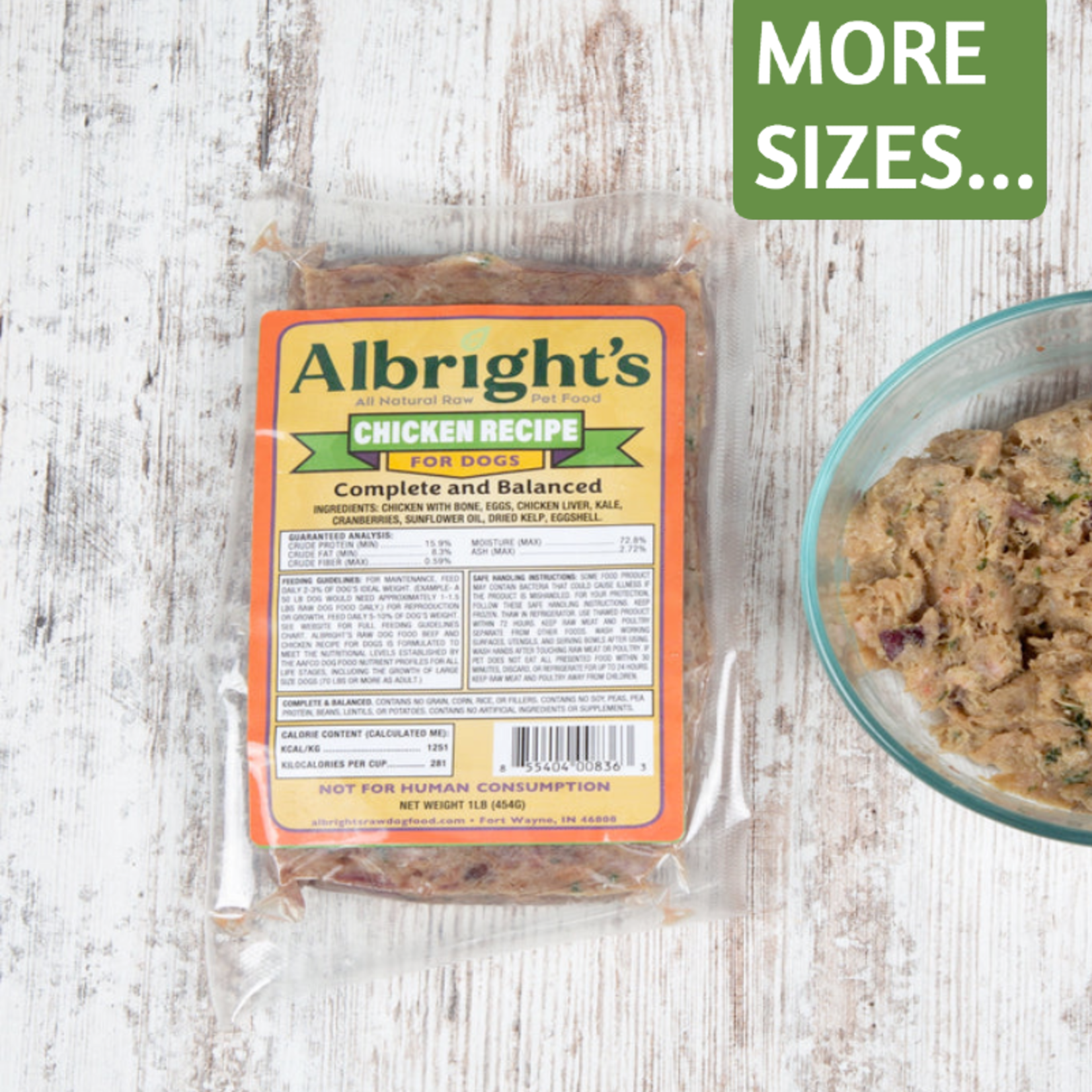 Albrights Albright’s Frozen Raw Dog Food Chicken Recipe