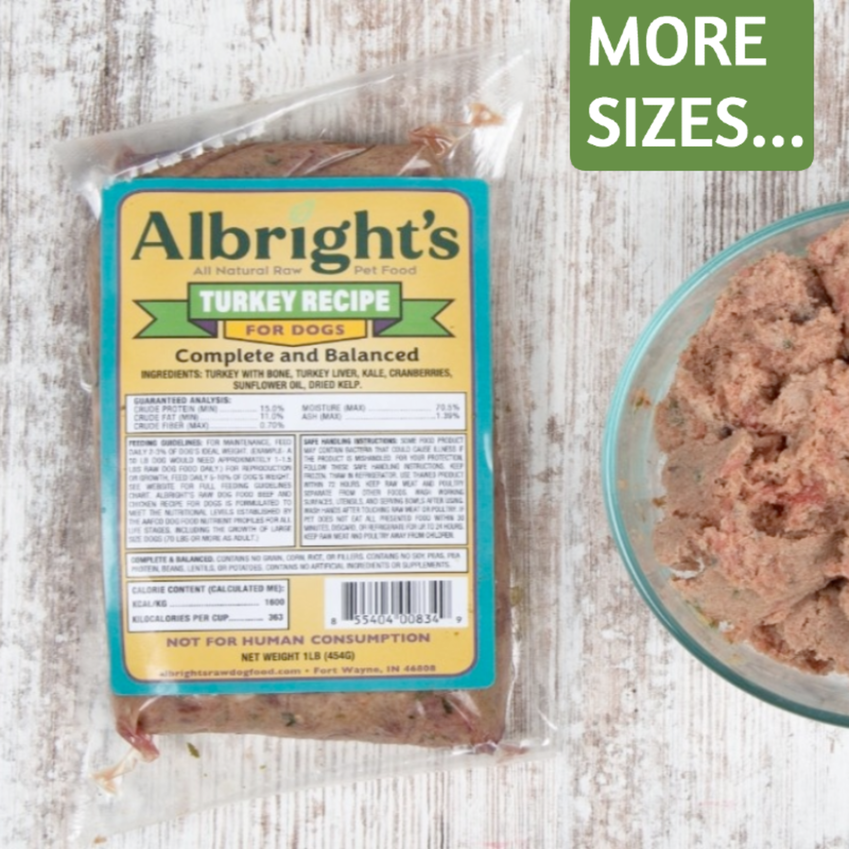 Albrights Albright’s Frozen Raw Dog Food Turkey Recipe