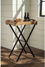 Farmhouse Accent Table with folding base and removable wooden tray