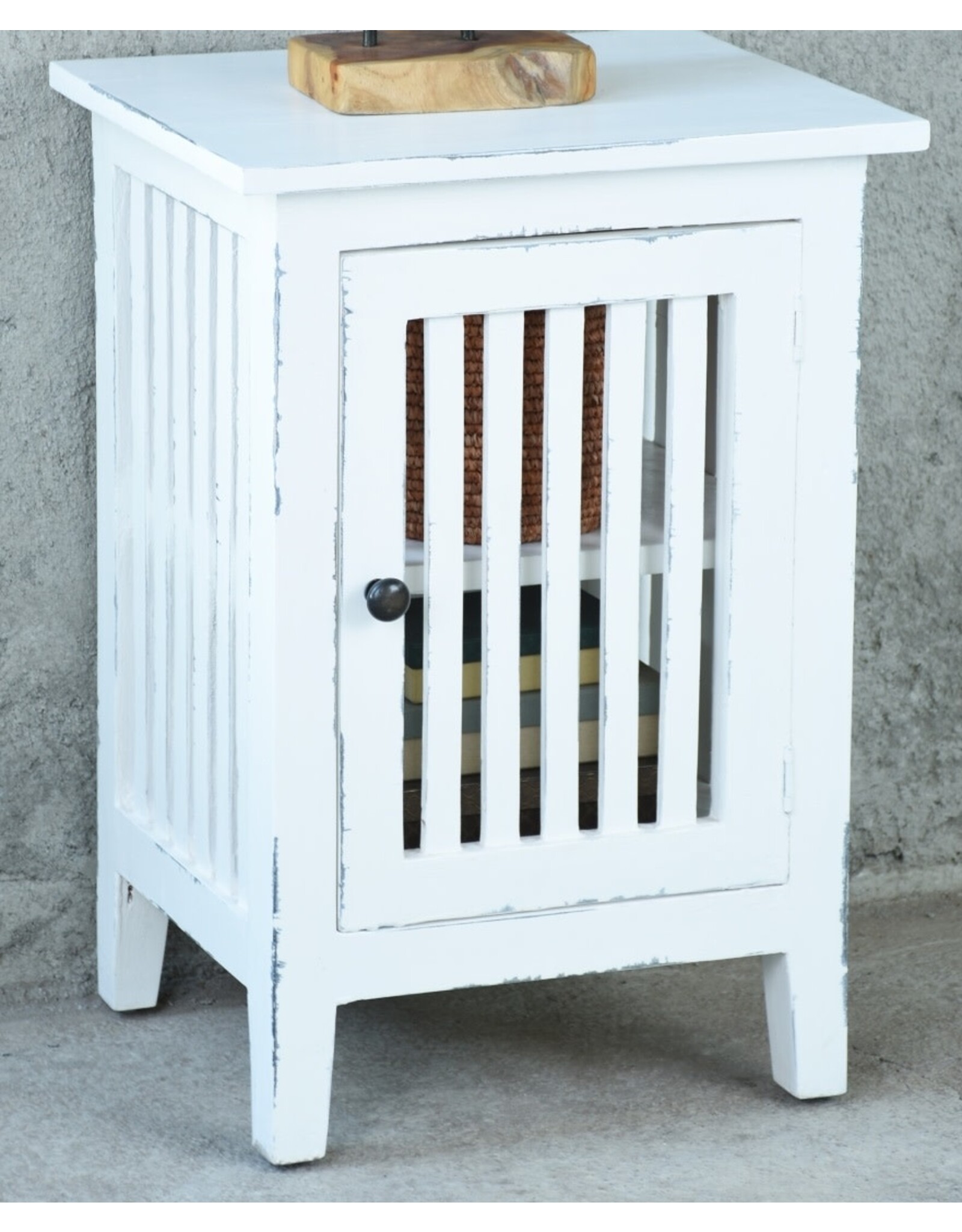 CHE126 Prison End Table 1Slated Door 18.8x15x27.1"H