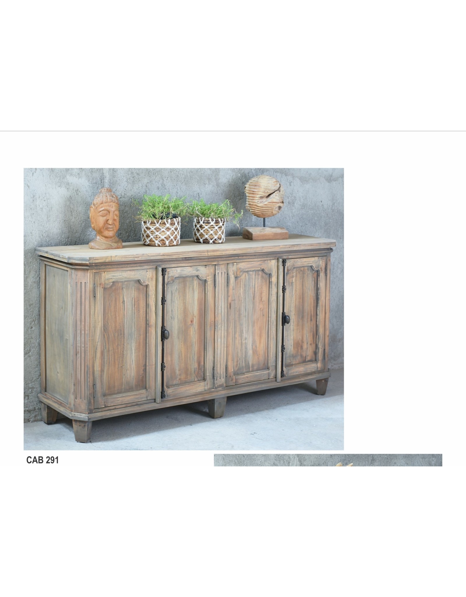 CAB291 Raised Panel Cradenza 5 Drs 70.8x17.7x38.6