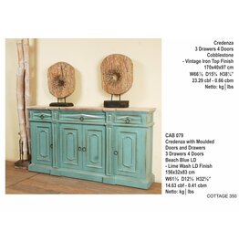 CAB079 Credeza W/ Moulded 4 Dr and 3 Drw  61.3x12.6x32.6"H
