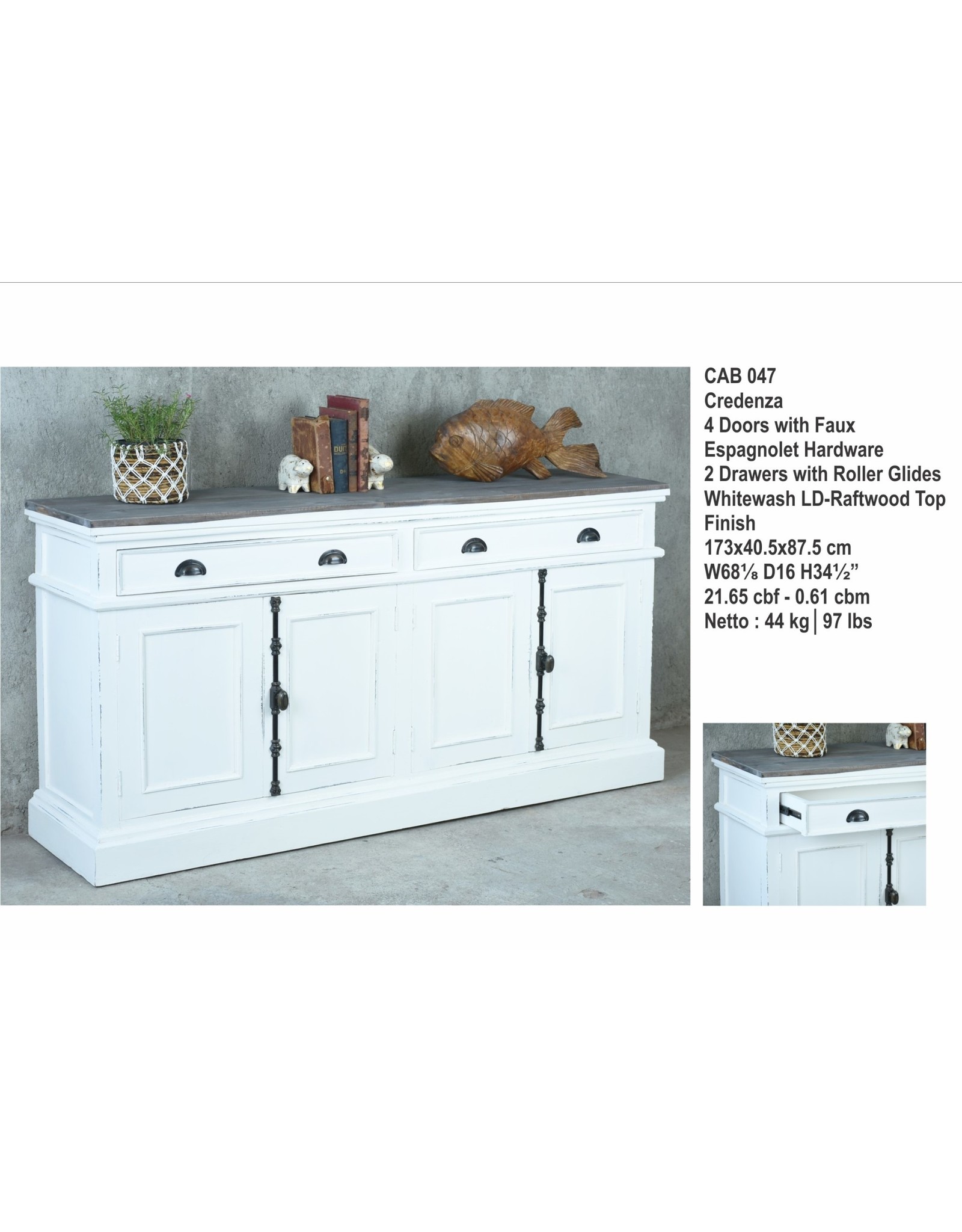 Credenza 4 dr 2Dwr w RG 68.1 x 16X34.5H