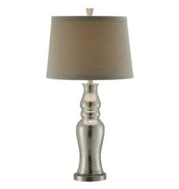 CVABS1633A Chloe Table Lamp I 34"Ht.,Glass&Metal Mercury Glass&Brushed Nickle Finish 15 x 17 x 12 Oatmeal Linen Shade