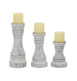 91847 Mtl Wd Candle Holder