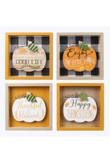 81206 BOX HARVEST SIGNS W/ PUMPKIN, 4 ASST