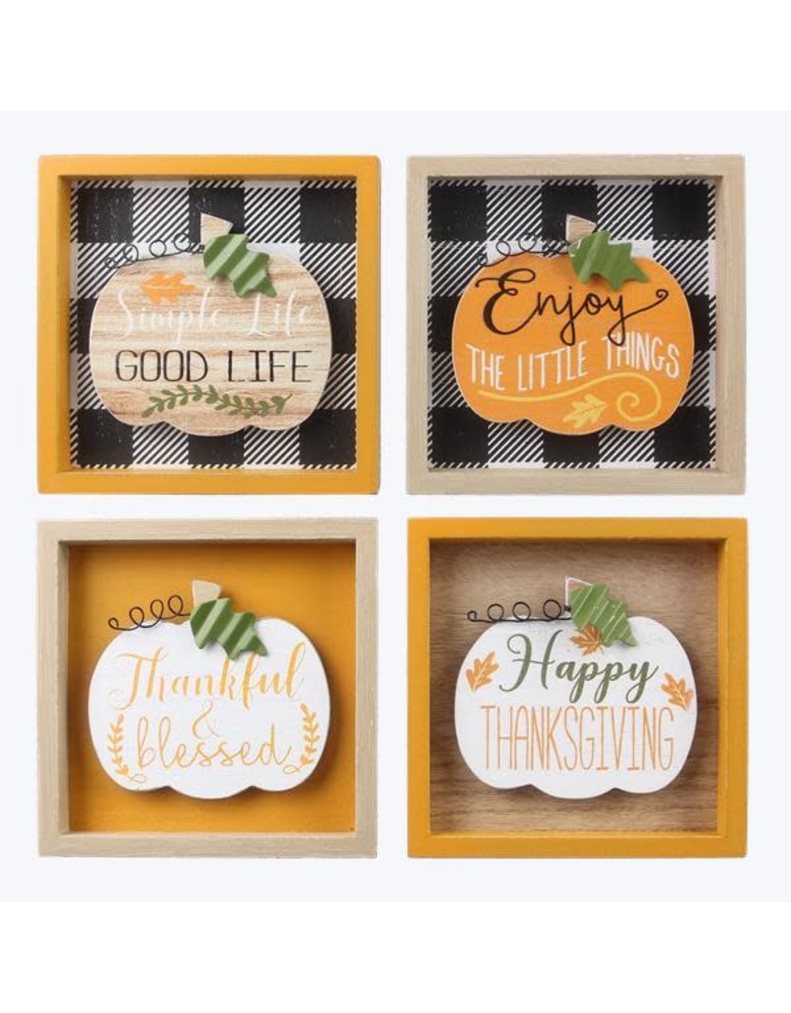 81206 BOX HARVEST SIGNS W/ PUMPKIN, 4 ASST
