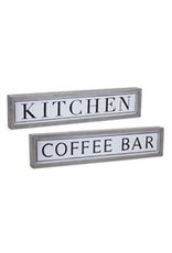 Coffee Bar and Kitchen Sign (2 Asst) 19"L x 4"H Wood/Metal