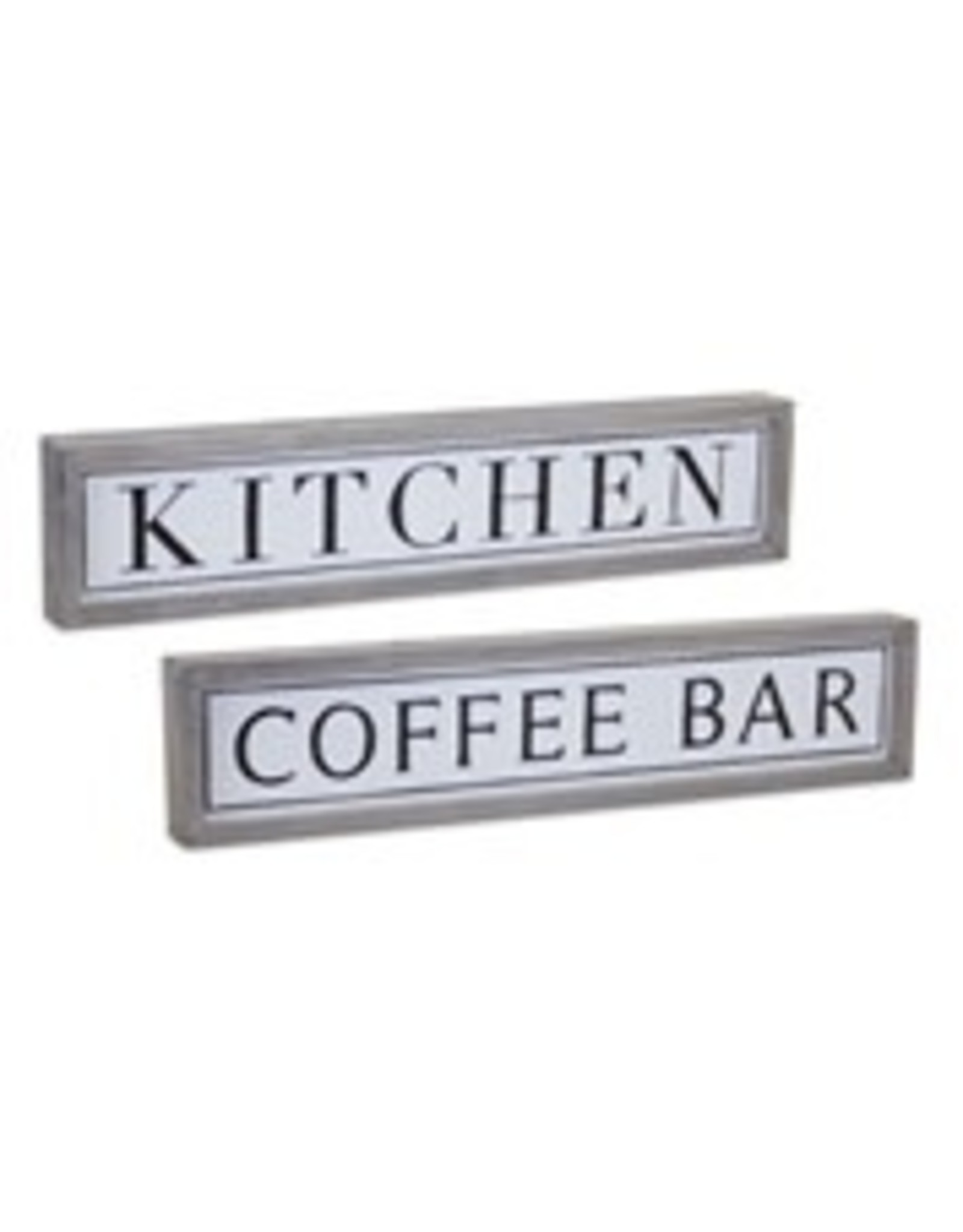 Coffee Bar and Kitchen Sign (2 Asst) 19"L x 4"H Wood/Metal