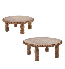 41320032 Beaded Natural Wood Pedestal