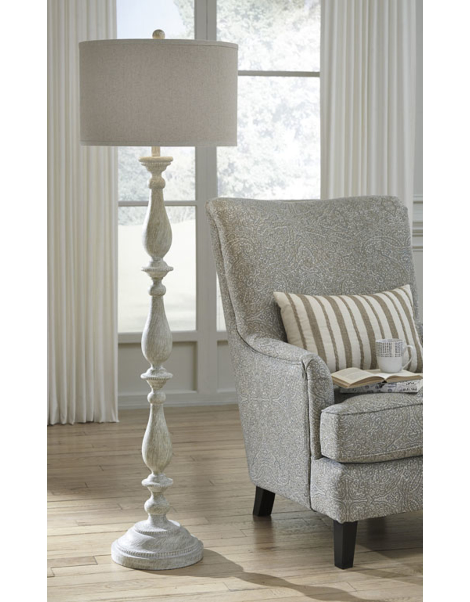 Whitewash Floor Lamp 18" x18" x 61.13"H L235341
