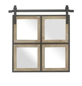 CVTMR1855 Metal and Wood Wall Mirror 21.9x1.2x22.1"