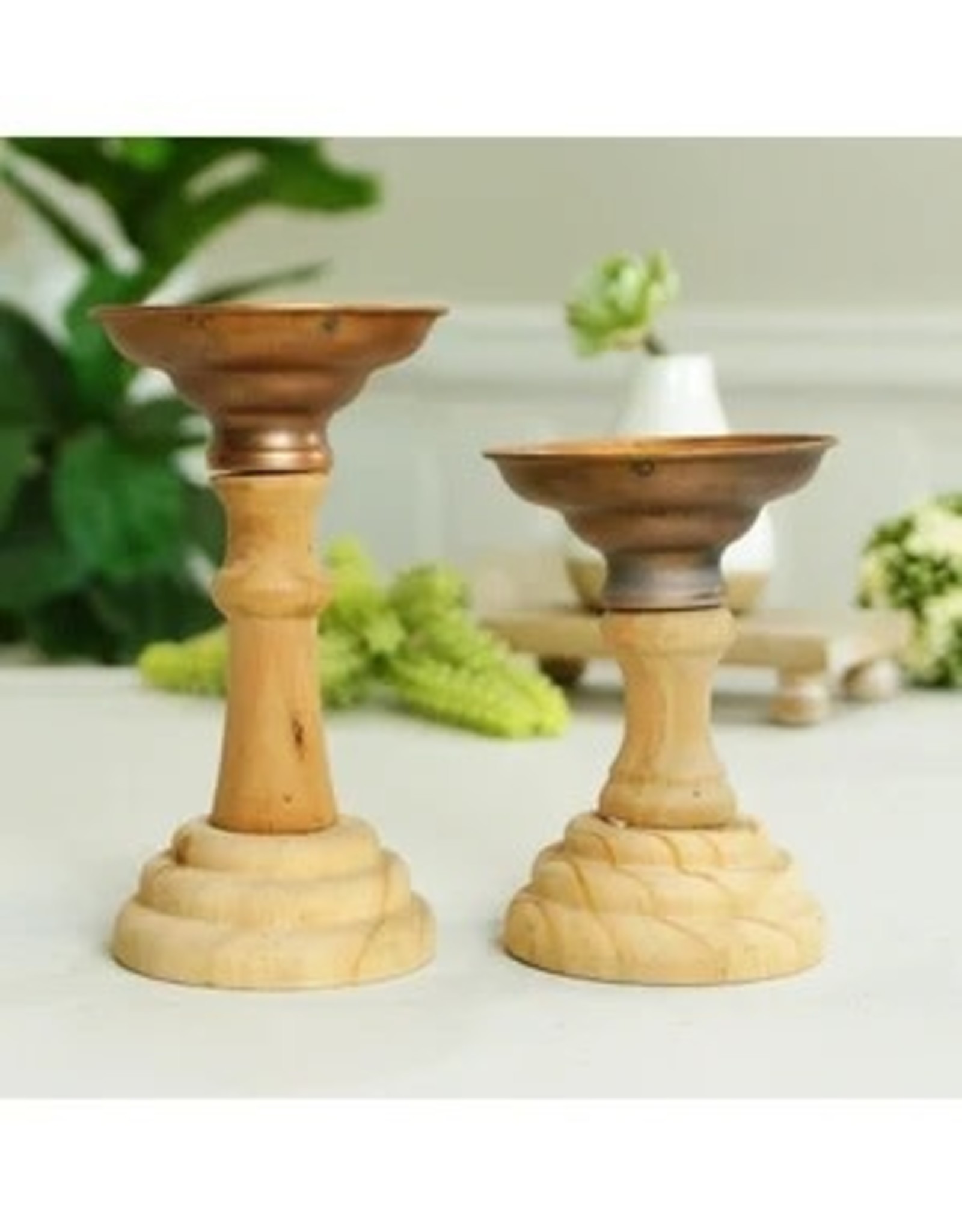 FH1940  Wood Candle Holder