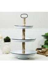 HK1018 Metal Wood 3 Tier Tray 13.25 x 21 x5.50"