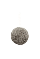 XS0865 8" Round Textured  Ball Ornament, Snow Finish, Brown