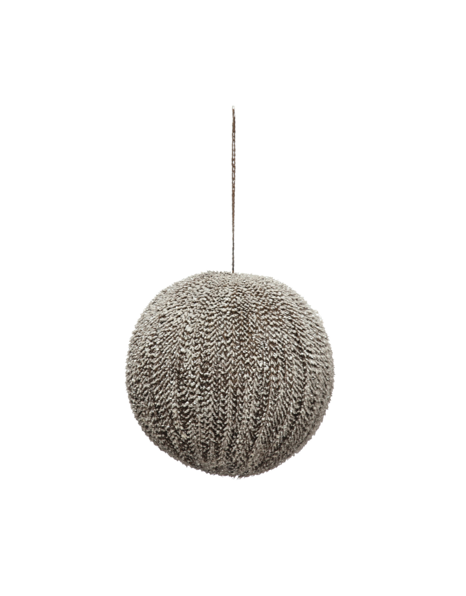 XS0865 8" Round Textured  Ball Ornament, Snow Finish, Brown