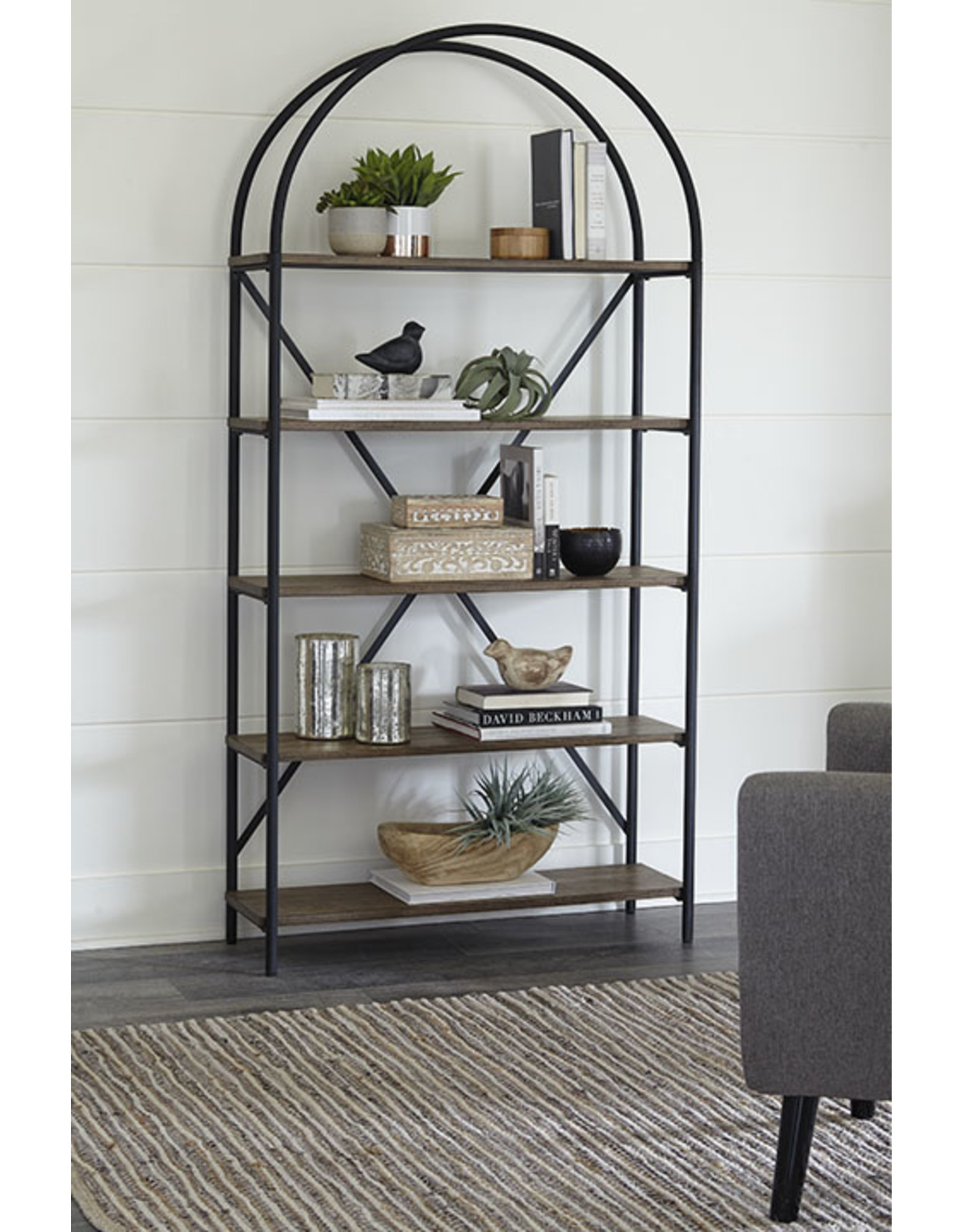 A4000325 Bookcase Brn/Blk 36.13" W x 12.25" D x 72.38" H