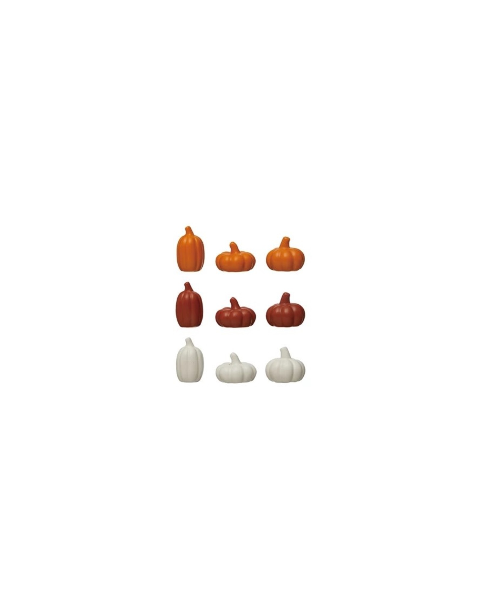 CF3627A Small Stoneware Pumpkin 3 colors, 3 styles EACH