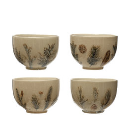 XS0791A Debossed Stoneware Bowl, 4 Styles