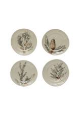 XS0793A Debossed Stoneware Plate, 4 Styles 5"