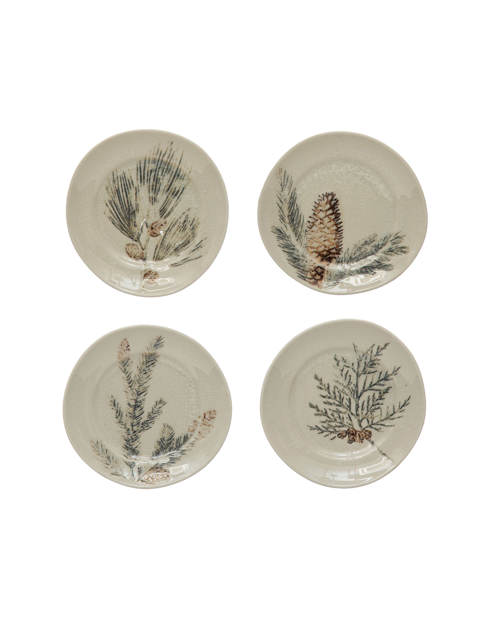 XS0793A Debossed Stoneware Plate, 4 Styles 5"