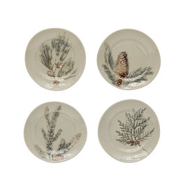 XS0793A Debossed Stoneware Plate, 4 Styles 5"