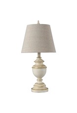 KHL210948  OLD WHITE DISTRESSED Lamp | 25in ht X 12in w X 12in d |