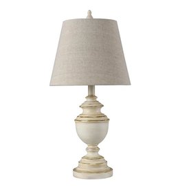KHL210948  OLD WHITE DISTRESSED Lamp | 25in ht X 12in w X 12in d |