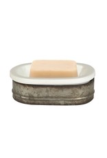 6-3/4 L Galvanized Metal & Stoneware Soap Dish DA3657