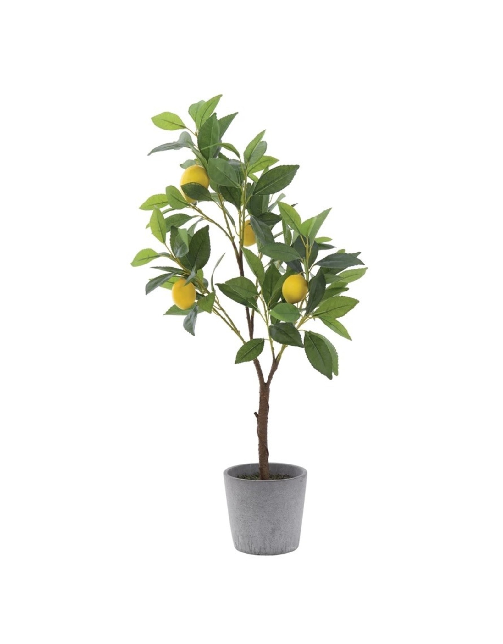DF0921 Faux Lemon Tree in Cement Pot
