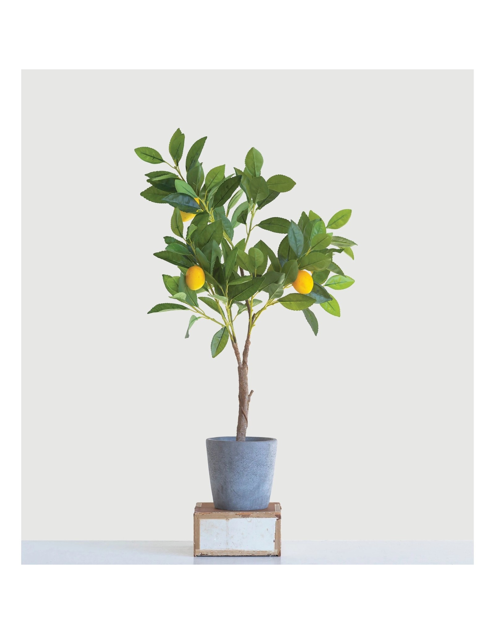 DF0921 Faux Lemon Tree in Cement Pot