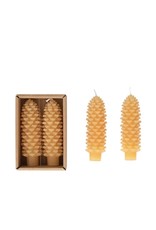 XS0416 Unscented Pinecone Shaped Taper Candles, Set of 2