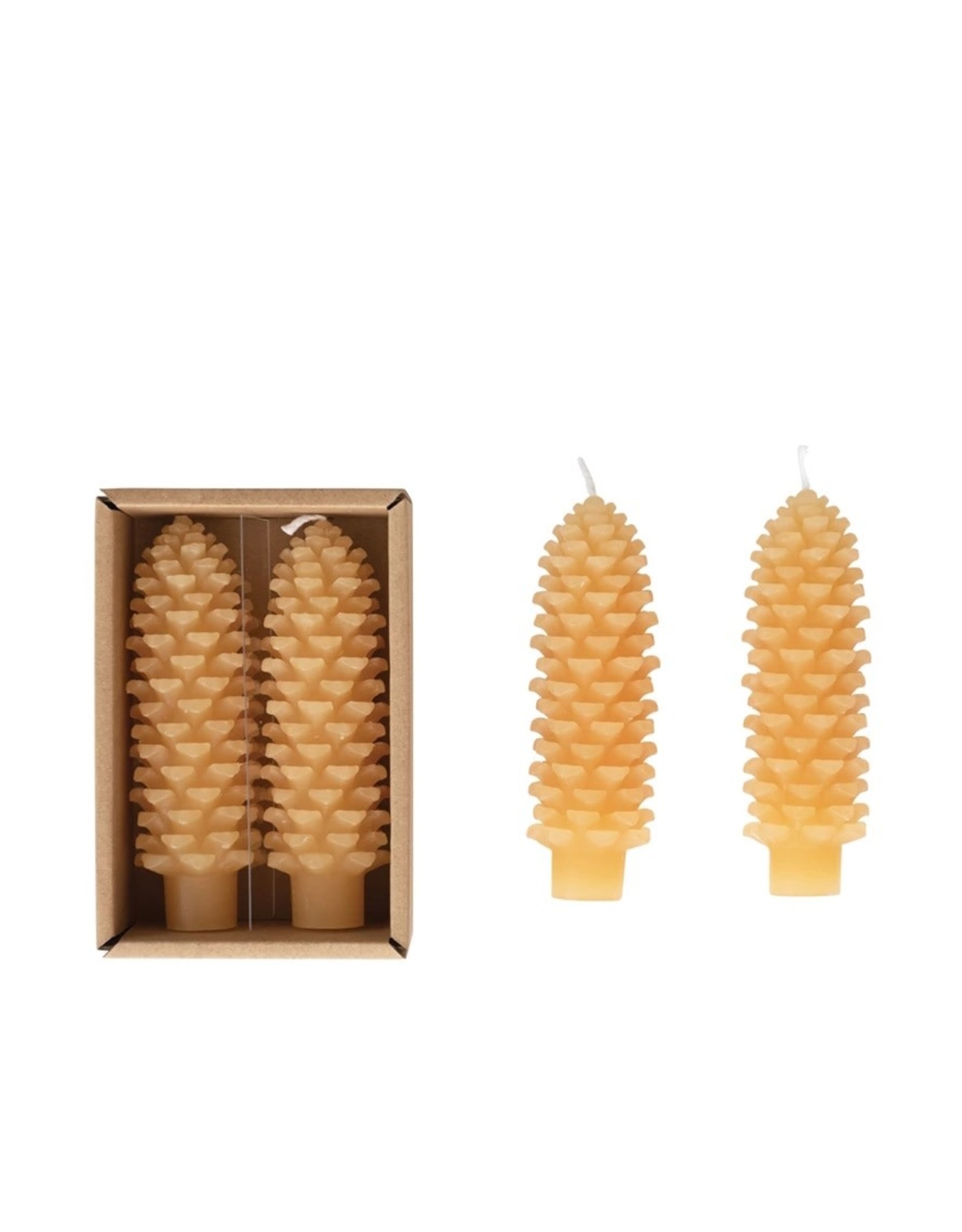 XS0416 Unscented Pinecone Shaped Taper Candles, Set of 2