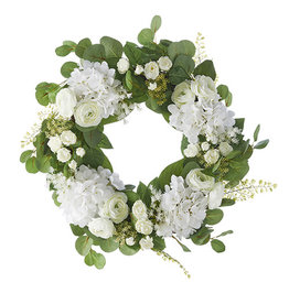 W4102117 24" hydragea/Ranunculus Wreath