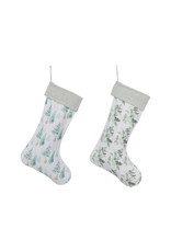 XS0110A Cotton Printed Stocking with Pattern and Boucle Fabric Cuff, 2 Styles