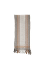 XS0122 72"L x 14"W Cotton Flannel Table Runner with Fringe, Grey, White and Beige Plaid
