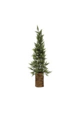 XS1238 4-3/4" Round x 18-1/2"H Faux Cypress Tree in Birch Bark Pot, Snow Finish