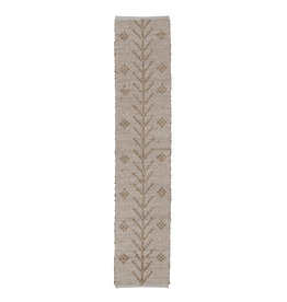 DF6823 Two-Sided Hand-Woven Seagrass & Cotton Table Runner w/ Design