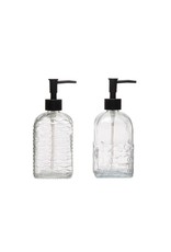 DF5040A Embossed Glass Soap Dispenser with Pump, 2 Styles EACH