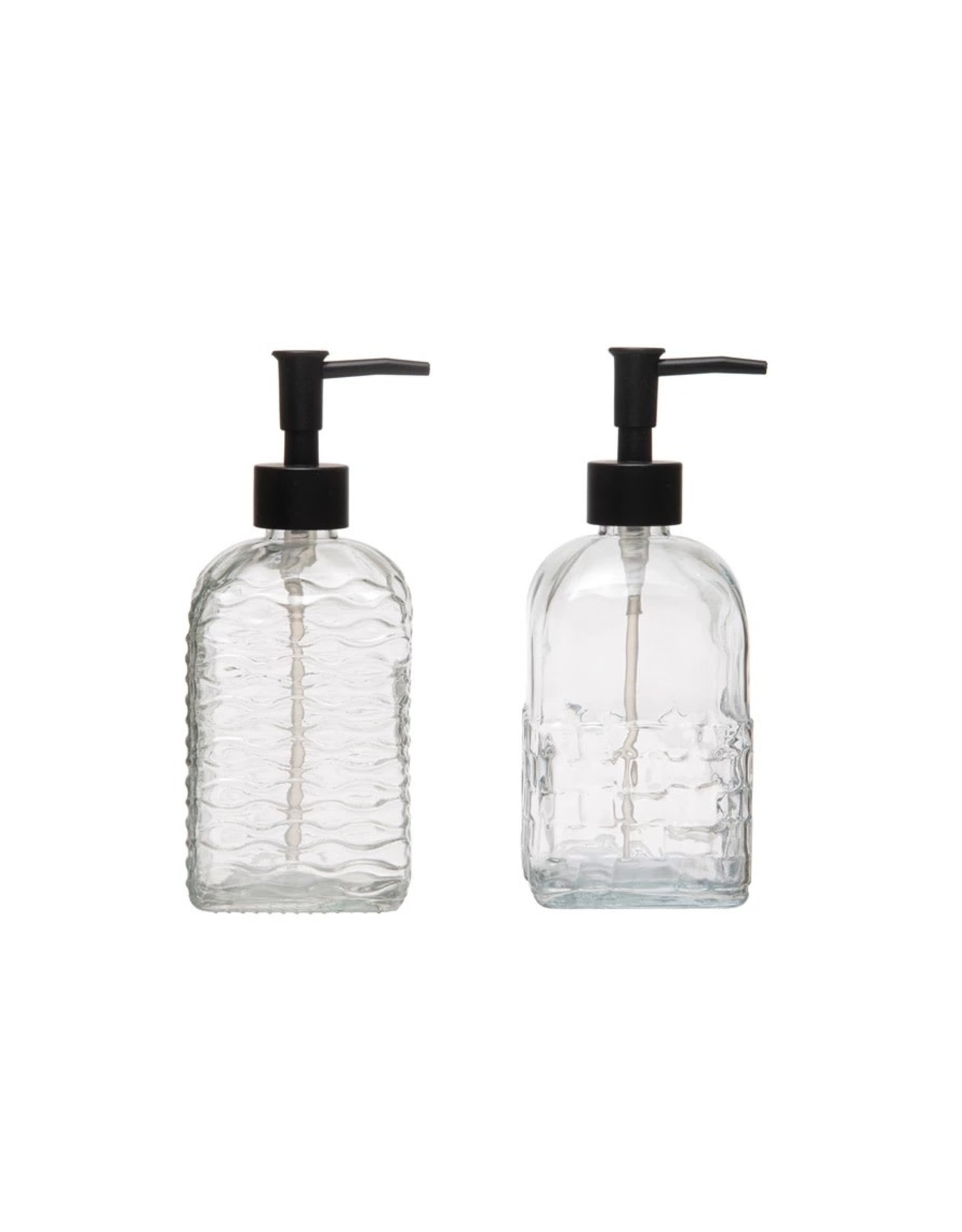 DF5040A Embossed Glass Soap Dispenser with Pump, 2 Styles EACH