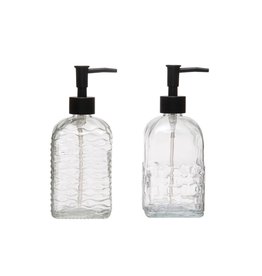 DF5040A Embossed Glass Soap Dispenser with Pump, 2 Styles EACH