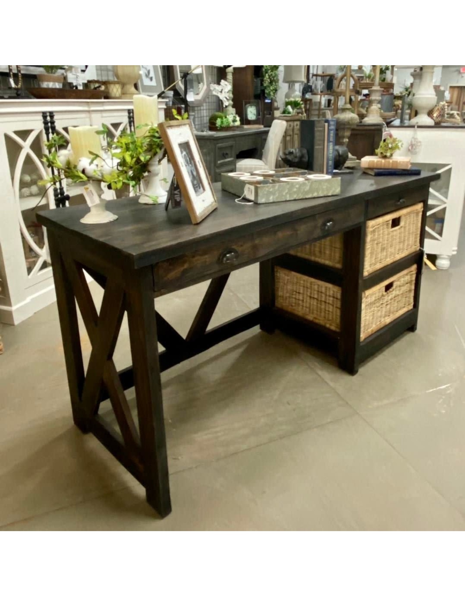 TAB352 Home Office 2Drw w baskets 60.2x22x29.8"H
