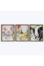 21494 Wood Framed Country Animal 3 Styles EACH 9.88" x 1.5" x 11.88"