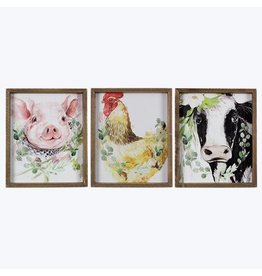 21494 Wood Framed Country Animal 3 Styles EACH 9.88" x 1.5" x 11.88"